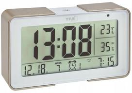 Radijo bangomis valdomas skaitmeninis budintuvas TFA Melody su 25 melodijomis, temperatūra ir drėgmės matavimu, 133 × 76 × 35 mm