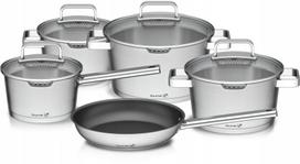G21 Gourmet Magic 9 dalių nerūdijančio plieno puodų rinkinys su kiaurasamčiu, 16–24 cm