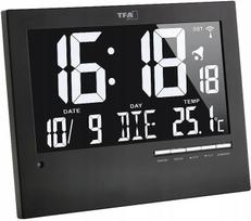 Skaitmeninis radijo bangomis valdomas TFA laikrodis su žadintuvu ir temperatūros rodymu, 185 × 230 × 31 mm