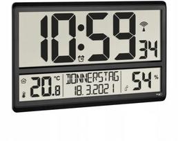 TFA sieninis skaitmeninis laikrodis su temperatūros ir drėgmės rodmenimis, 36 cm