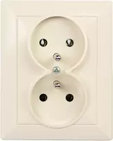 Plastrol Dvigubas įleidžiamas lizdas su įžeminimu, 2x2p+uz, 16A, 250V
