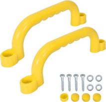 Griebimo rankenos žaidimų aikštelei, laipiojimo rėmui, plastikinė rankena, neslystančios rankenos, žaidimų bokšto priedai, lauko žaislams, nameliui medyje, žaidimų nameliams (geltona)
