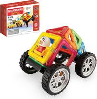 Magformers Wow Plus magnetiniai konstruktoriai. Sukuria 30 skirtingų automobilių su nuimamu lenktynininku. Stem žaislas, 18 dalių, 70702, juodas
