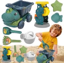 7 dalių smėlio žaislų formelių rinkinys, dinozauro smėlio dėžės žaislas su tinkleliu, smėlio formos, paplūdimio bagis, stabilus žaidimų smėlio žaislas, pilis, smėlio dėžės paplūdimio žaislas, smėlio formelių rinkinys vaikams nuo 2 metų
