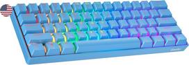 Geeky Gk61 Se 60% mechaninė žaidimų klaviatūra, 61 klavišas, daugiaspalvis Rgb Led apšvietimas, skirta Pc/mac žaidėjams, Ansi Us American išdėstymas (mėlyna, mechaninė mėlyna)