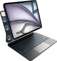 Klaviatūros dėklas, skirtas Ipad Air 13 colių (m3 2025/m2 2024) ir Ipad Pro 12.9 colių (6-osios/5-osios/4-osios/3-osios kartos), multi-touch trackpad, magnetinis tvirtinimas, 7 spalvų apšvietimas, Qwertz, juodas