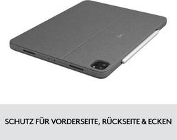 Logitech Combo Touch dėklas su klaviatūra, skirtas Ipad Pro 12.9 (5-os kartos - 2021) - nuimama klaviatūra su apšvietimu - Click-anywhere Trackpad, Smart Connector - vokiškas Qwertz išdėstymas - pilka
