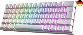 Gk61 s karšto keitimo mechaninė žaidimų klaviatūra - 62 klavišų daugiaspalvis rgb led apšvietimas, skirtas pc/mac žaidėjams - iso vokiečių išdėstymas (gateron Mechanical Red, White)
