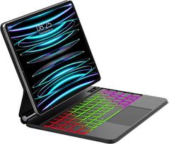 Avnicud klaviatūra, skirta ipad air 11 colių 2025/2024 m3/m2 su jutikline dalimi, magic keyboard, skirta ipad pro 11 colių 4/3/2/1 gen, air 5/4 10,9 colių, plaukiojantis magnetinis dizainas, 7 spalvų apšvietimas, juoda