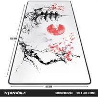 Titanwolf xxl speed gaming pelės kilimėlis 900 x 400 mm xxl pelės kilimėlis stalo kilimėlis didelis dydis pagerina tikslumą ir greitį japan ink painting dizainas