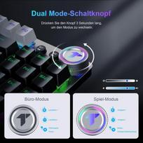 Tecurs mechaninė belaidė žaidimų klaviatūra, 80% Tkl apšviesta belaidė mechaninė klaviatūra Red Switch Qwertz klaviatūra, skirta Pc nešiojamam kompiuteriui Windows