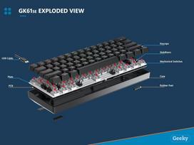Geeky Gk61 Se 60% mechaninė žaidimų klaviatūra, 61 klavišas, daugiaspalvis Rgb Led apšvietimas, skirta Pc/mac žaidėjams, Ansi Us American išdėstymas (balta, mechaninė Blue)