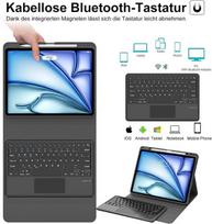 Iveoppe klaviatūra, skirta ipad air 13 (2025/2024) su jutikliniu kilimėliu, dėklas su klaviatūra, skirtas ipad air 13 colių m3/m2, magnetinė bluetooth qwerty klaviatūra, skirta air 13 colių 2025 m3/2024 m2, juoda
