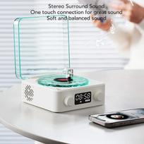 Retro patefono bluetooth garsiakalbis, 4 režimai, nešiojamas belaidis patefono stereo garsiakalbis su laikrodžiu ir švelnia naktine lempute pramogoms ir namų dekoravimui
