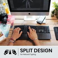 Perixx Periboard-835br - belaidė rgb apšviesta ergonominė mechaninė klaviatūra, plokščias taktilinis rudas jungiklis, programuojami mygtukai, suderinama su windows/mac os x, us qwerty