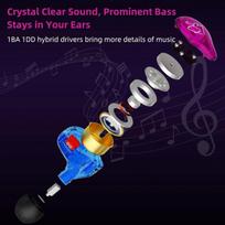 Yinyoo Kz Zst spalvingos hibridinės subalansuotos dinaminės ausinės 1ba + 1dd Hifi (violetinės, be mikrofono)