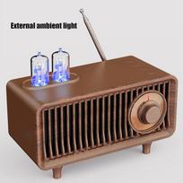 Menduner Bluetooth kolonėlė su radijo imtuvu, retro stiliaus radijas, stereo atminties kortelė, U diskas, Aux, vintage radijo kolonėlė su Led apšvietimu, skirta Pc ir nešiojamam kompiuteriui (medžio spalvos)