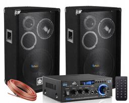 Sceninės kolonėlės 600w, bluetooth stiprintuvas, usb, sd, aux, radijo sistema