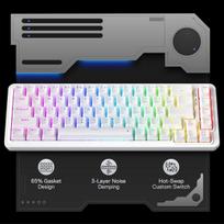 Redragon K709 65% laidinė gasket rgb žaidimų klaviatūra, 68 klavišų hot swap lizdas mechaninei klaviatūrai, 3 sluoksnių triukšmo mažinimas, tylus custom linear switch