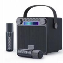 Karaoke garsiakalbis su 2 belaidžiais mikrofonais bluetooth spalvotas led