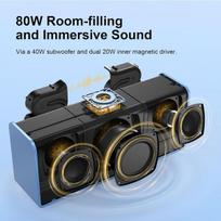 Doss Soundbox Ultra Bluetooth kolonėlė su 2.1 garso kanalu, 80w aukščiausios kokybės garsu su giliu bosu, dvigubomis Dsp technologijomis, 18 valandų grojimo laiku, Bluetooth 5.3, belaidė kolonėlė