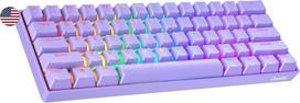 Geeky Gk61 Se 60% mechaninė žaidimų klaviatūra, 61 klavišas, daugiaspalvis Rgb Led apšvietimas, skirta Pc/mac žaidėjams, Ansi Us American išdėstymas (levandų spalvos, mechanical speed silver)