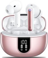Aovoce Bluetooth ausinės, belaidės Bluetooth 5.3 sportinės ausinės su 4 x Enc mikrofonais, žemų dažnių stereo ir 42 valandų atkūrimo laiku, Ipx7 vandeniui atsparios ausinės, Led baterijos ekranas, Rose Gold