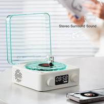 Waves Bluetooth garsiakalbis su naktine lempute, vintažinio patefono modelis, stereo garso muzikos grotuvas, baltojo triukšmo grotuvas atsipalaidavimui miegant, palaiko (baltas)