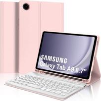 Iveoppe dėklas su bluetooth klaviatūra, skirtas samsung galaxy tab a9 8.7 colių 2023, magnetinis nuimamas qwertz išdėstymas, rožinis