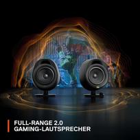 Steelseries Arena 3 - plataus diapazono 2.0 žaidimų kolonėlė - įtraukiantis garsas - intuityvus valdymas - 4 colių garsiakalbis - laidinis arba bluetooth - 3,5 mm aux prievadas - pc, mac, mobilieji įrenginiai, juoda
