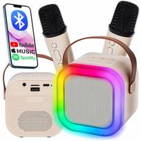 Nešiojama bluetooth karaoke rgb kolonėlė 2 mikrofonai usb sd mini jack