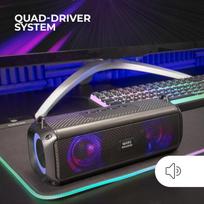 Mars Gaming Msb-xt, nešiojama kolonėlė + 2-in-1 garso juosta, dinamiškas Rgb apšvietimas, 4 garsiakalbiai, 20w garso sistema, Bluetooth 5.3 kolonėlė + Aux/microsd/usb/fm radijas, juoda