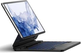 Dexnor klaviatūros dėklas, skirtas Samsung Galaxy Tab S10+ Plus/s9+ Plus/s9 Fe+ Plus/s8+ Plus/s7 Fe/s7+ Plus, klaviatūra su jutikline dalimi, magnetinis stovas, S Pen laikiklis, apšviesta vokiška Qwertz – juoda