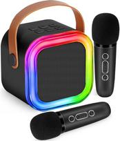 Karaoke aparatas vaikams ir suaugusiems, mini karaoke mikrofonas, belaidis nešiojamas bluetooth garsiakalbis su kempinės dangteliu, dovana mergaitėms nuo 4, 5, 6, 7, 8, 9, 10 metų (juodas)
