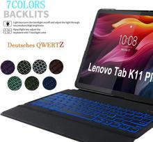 Yhfzr Klaviatūros dėklas, skirtas Lenovo Tab K11 Plus 11.5 colių, [vokiečių Qwertz] plonas dėklas su 7 spalvų apšvietimo belaide klaviatūra su apsauginiu dėklu, skirtas Lenovo Tab K11 Plus 11.5 colių Tb352fu, juodas