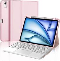 Iveoppe klaviatūra, skirta ipad air 11 2025 m3/2024 m2 su jutikliniu kilimėliu, apsauginis dėklas su rašiklio laikikliu, dėklas su bluetooth magnetine qwerty klaviatūra, skirta ipad air 7th/6th generation 11 colių m3/m2, rožinė