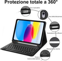 Fogari klaviatūros dėklas, skirtas ipad 10 generation 10.9 colių 2022, itališka qwerty nuimama bluetooth klaviatūra, skirta ipad 10 generation, klaviatūros dėklas, skirtas ipad 10a 10.9 colių, juodas