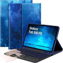 Cacoe klaviatūros dėklas, suderinamas su Samsung Galaxy Tab S9 Fe 10.9 / S9 2023 11 colių su jutikliniu kilimėliu, 7 spalvų apšvietimu, nuimama belaide [itališka] klaviatūra, mėlynos žvaigždės