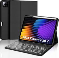 Fogari klaviatūros dėklas, skirtas xiaomi pad 7/7 pro 11.2 colių 2024, vokiečių qwertz, 7 spalvų apšvietimas, magnetinė nuimama klaviatūra, skirta xiaomi pad 7/7 pro 11.2 colių, juoda