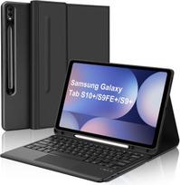Wavata klaviatūra, skirta Samsung Galaxy Tab S10+ 2024/s9 Fe+/s9 Plus 12.4 colių su jutikline dalimi, dėklas su klaviatūra, skirtas Samsung Tab S10 Plus, magnetinis nuimamas, vokiškas Qwertz išdėstymas, juodas