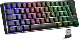 Elite K50 žaidimų klaviatūra, tyli, belaidė, rgb apšvietimu, 60% tkl žaidimų klaviatūra, azerty, įkraunama su bluetooth/2.4g/type-c, 62 klavišų anti-ghosting, skirta pc/windows/mac