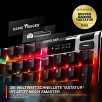 Steelseries Apex Pro Gen 3 - hipermagnetinė žaidimų klaviatūra - Omnipoint 3.0 jungikliai - reguliuojamas atsakas - Rapid Trigger - Rapid Tap/socd - Oled - Rgb - Pbt klavišų dangteliai - vokiškas išdėstymas Qwertz