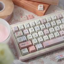 152 klavišų Pbt Dye-sub Cherry profilio rožinės spalvos Grid Garden klavišų rinkinys, tinkamas 61/64/87/104/108 Cherry Mx jungikliams Iso Ansi išdėstymo mechaninei klaviatūrai