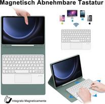 Klaviatūra, skirta samsung galaxy tab s9fe/s10fe 10.9 colių planšetėms, dėklas-klaviatūra galaxy tab s9/s10fe 2025 su dark green touchpad lietimui jautria plokštele, magnetinė nuimama qwerty klaviatūra, skirta samsung s10fe/s9fe/s9 10.9 colių 2025, dark g