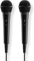 Hama Karaoke dinaminis mikrofonas su 2,5 m lizdo laidu + adapteris, įjungimo/išjungimo jungiklis, 2 vnt. rinkinys