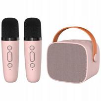 Karaoke rinkinys mikrofonas + belaidis garsiakalbis karaoke rožinis bluetooth