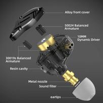 Cca kz zs10 pro x ausinės su mikrofonu, atnaujinta versija 4ba+1dd 5 tvarkyklių iem hifi metalinės laidinės ausinės (su mikrofonu, juodos)