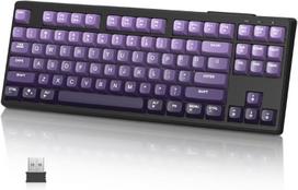 Mambasnake M87 Tkl 87 klavišų – belaidė žaidimų klaviatūra su dvigubu režimu, Bluetooth/2.4ghz, 4000mah baterija, membraninė klaviatūra su vaivorykštės apšvietimu, violetinė