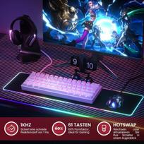 Gk61 karšto keitimo mechaninė žaidimų klaviatūra - 62 klavišų daugiaspalvis rgb led apšvietimas, skirtas pc/mac žaidėjams - iso vokiečių išdėstymas (gateron Optical Yellow, White)