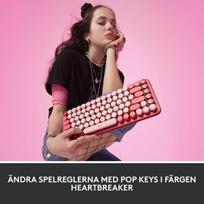 Logitech Pop Keys mechaninė belaidė klaviatūra su pritaikomais jaustukų klavišais, skandinaviškas Qwerty išdėstymas - rožinė